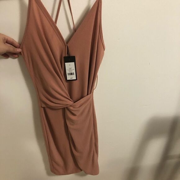 DYNAMITE Knot Strappy Mini Dress In Cameo Brown ~ Size S Small - Picture 3 of 6